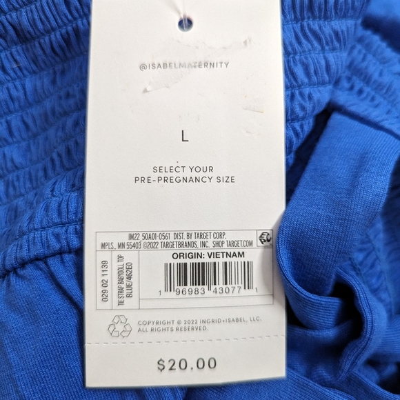 Isabel Maternity Tie Strap Tank Top Blue - Picture 7 of 8